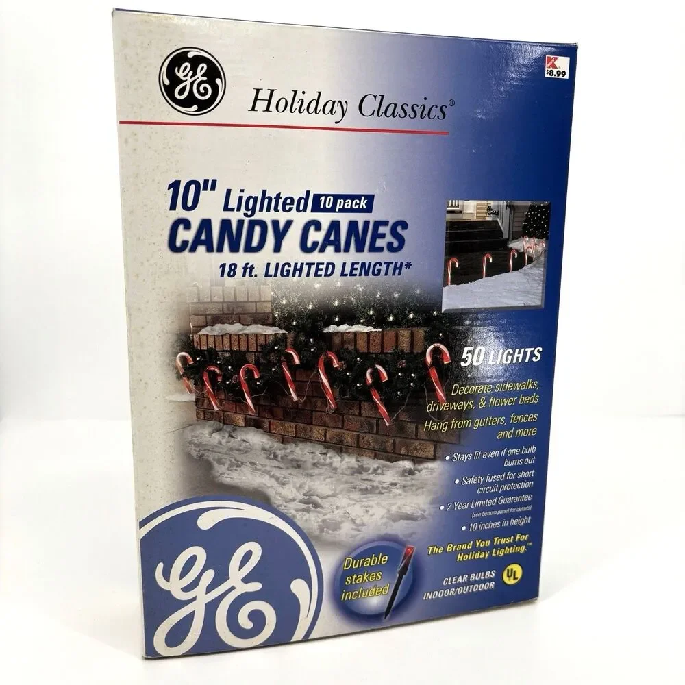 10 Pack Candy Canes 18ft Lighted Length Decoration GE Holiday Classics Vintage